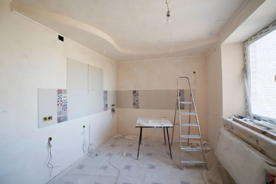 A bathroom stripped back ready for first fix